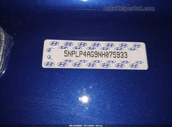 5NPLP4AG9NH075933 2022 HYUNDAI ELANTRA Синий 