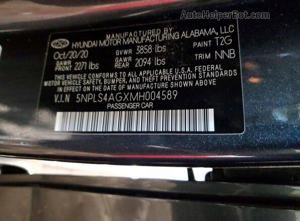 5NPLS4AGXMH004589 2021 HYUNDAI ELANTRA Gray Vista de la etiqueta del VIN