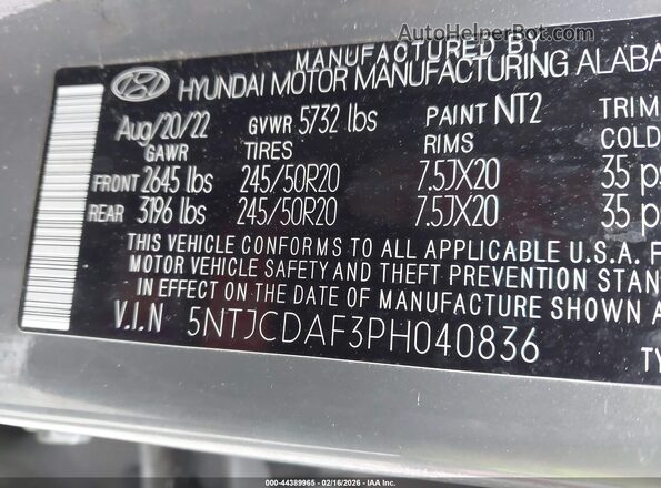5NTJCDAF3PH040836 2023 HYUNDAI SANTA CRUZ Gray Widok komory silnika