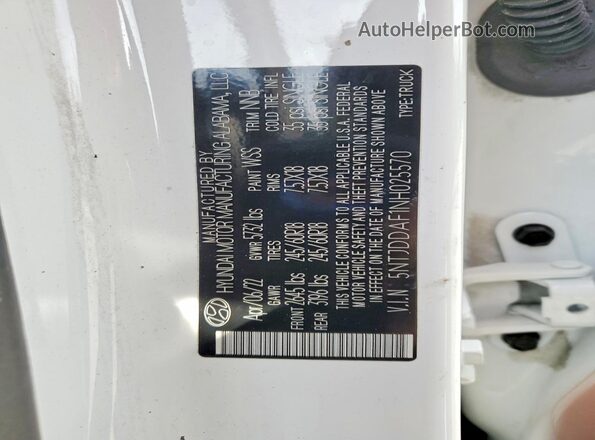 5NTJDDAF1NH025570 2022 HYUNDAI SANTA White Շարժիչի բաժամունքի տեսք