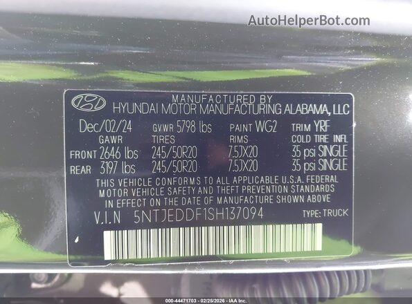 5NTJEDDF1SH137094 2025 HYUNDAI SANTA CRUZ Green Engine compartment view