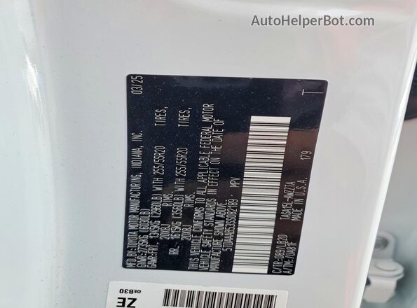 5TDAAAB53SS082189 2025 TOYOTA GRAND Белый Вид наклейки с VIN-кодом