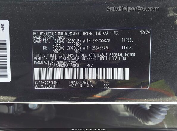 5TDAAAB60SS020838 2025 LEXUS TX 350 Черный Вид подкапотного пространства