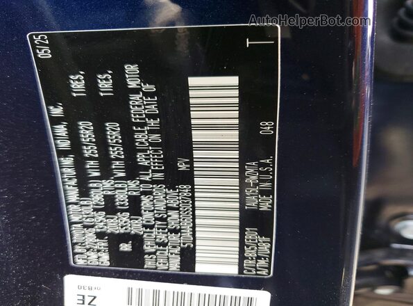 5TDAAAB60SS037848 2025 LEXUS TX Blue Вид наклейки з VIN-кодом