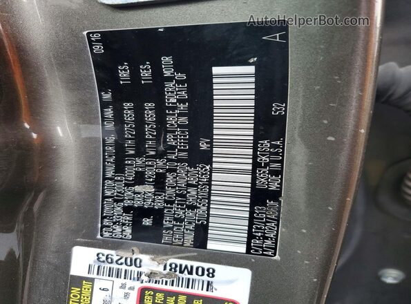 5TDBW5G1XGS146352 2016 TOYOTA SEQUOIA Серый Вид наклейки с VIN-кодом