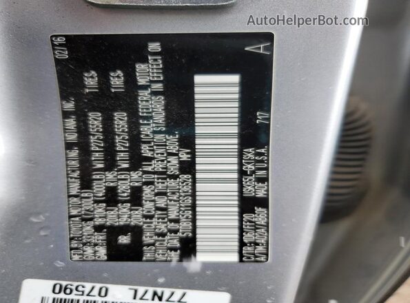 5TDBY5G11GS136528 2016 TOYOTA SEQUOIA Черный Вид наклейки с VIN-кодом