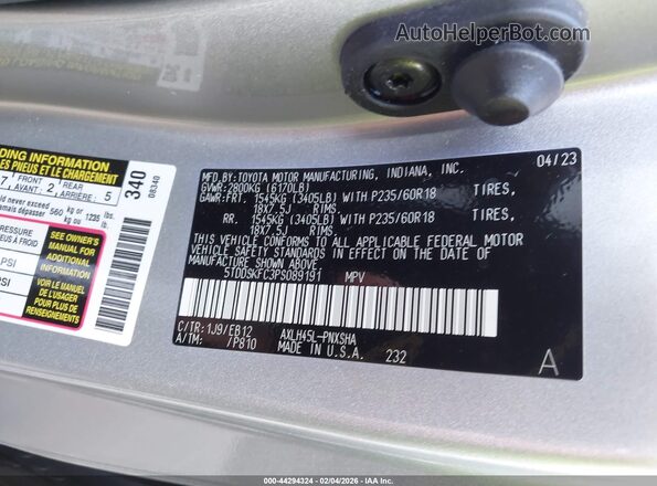 5TDDSKFC3PS089191 2023 TOYOTA SIENNA Silver Engine compartment view