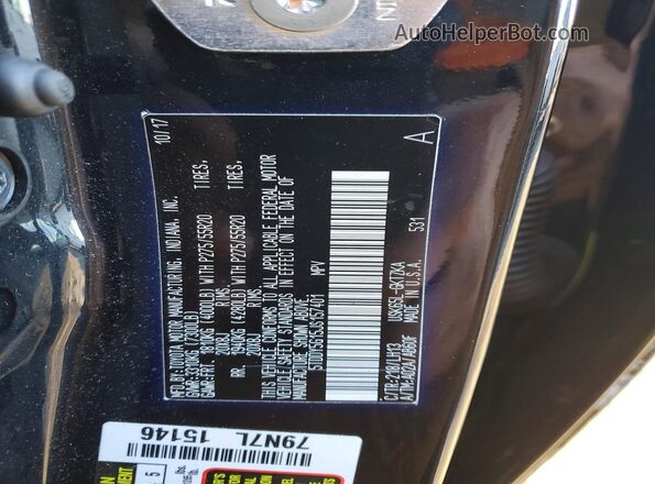 5TDDY5G15JS157401 2018 TOYOTA SEQUOIA Black VIN კოდის სტიკერის ხედი