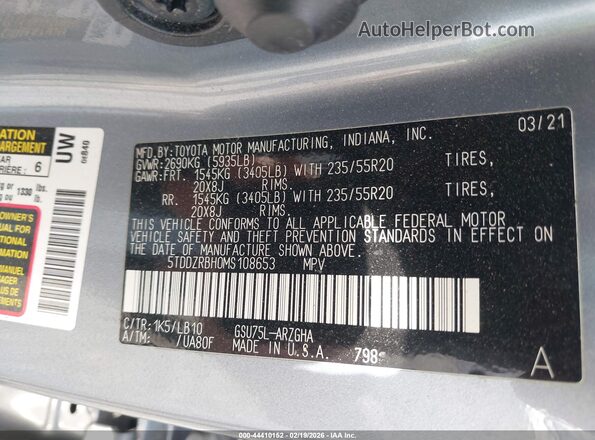 5TDDZRBH0MS108653 2021 TOYOTA LIMITED Blue 