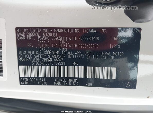 5TDESKFC5RS134591 2024 TOYOTA SIENNA White 