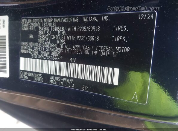 5TDESKFC7SS164441 2025 TOYOTA SIENNA Blue Engine compartment view