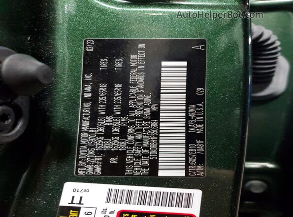 5TDKDRBH1PS506884 2023 TOYOTA HIGHLANDER Green Vista de la etiqueta del VIN