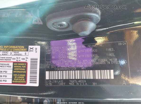 5TDKDRBHXRS573258 2024 TOYOTA HIGHLANDER Black Vista del compartimento del motor