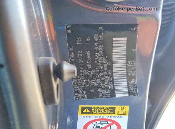 5TDKKRFH2GS148209 2016 TOYOTA HIGHLANDER Blue VIN კოდის სტიკერის ხედი
