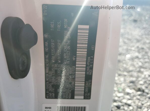 5TDYRKEC1NS101558 2022 TOYOTA LE White Vista de la etiqueta del VIN