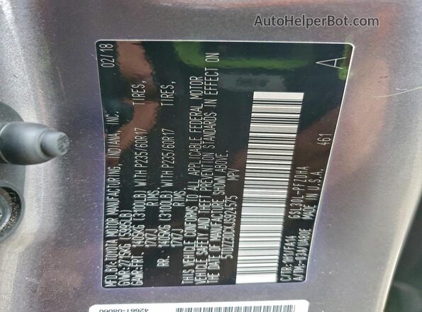 5TDZZ3DCXJS924575 2018 TOYOTA SIENNA Charcoal 