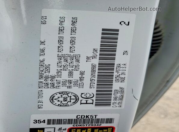 5TFDY5F16MX009807 2021 TOYOTA TUNDRA Белый 