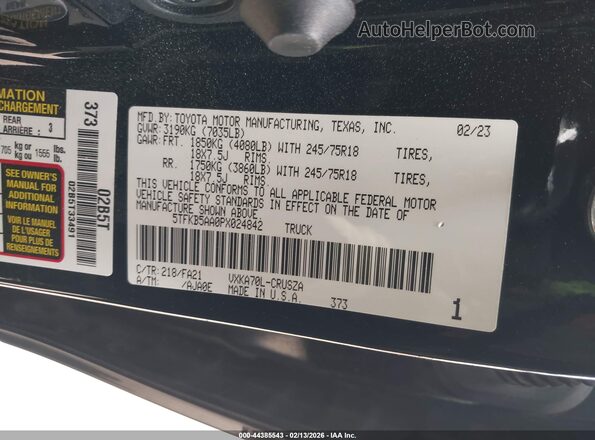 5TFKB5AA0PX024842 2023 TOYOTA TUNDRA Black ძრავის განყოფილების ხედი