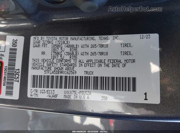 5TFLA5DB9RX162569 2024 TOYOTA TUNDRA Gray Engine compartment view