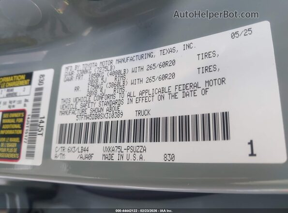 5TFMA5DB0SX310389 2025 TOYOTA TUNDRA Зеленый Вид подкапотного пространства