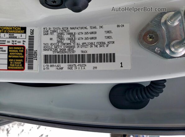 5TFNA5DB2RX232387 2024 TOYOTA TUNDRA White Widok komory silnika