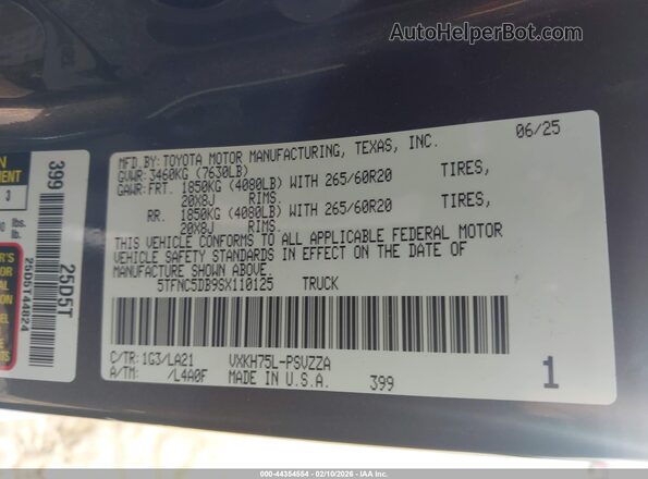 5TFNC5DB9SX110125 2025 TOYOTA TUNDRA HYBRID Gray Widok komory silnika