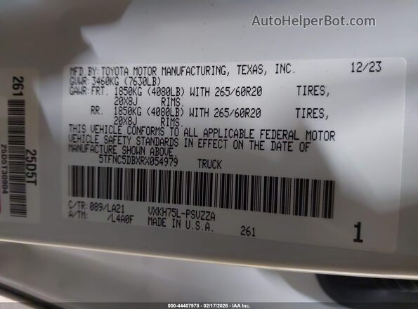 5TFNC5DBXRX054979 2024 TOYOTA TUNDRA HYBRID White 