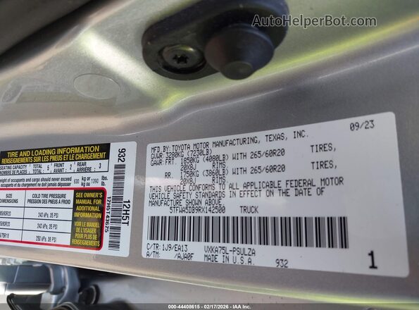 5TFWA5DB9RX142500 2024 TOYOTA LIMITED Silver Вид підкапотного простору