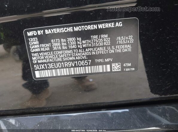 5UX13EU01R9V10657 2024 BMW X5 Black ძრავის განყოფილების ხედი