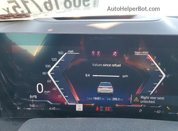 5UX23EM05P9R35316 2023 BMW X7 White Instrument cluster view