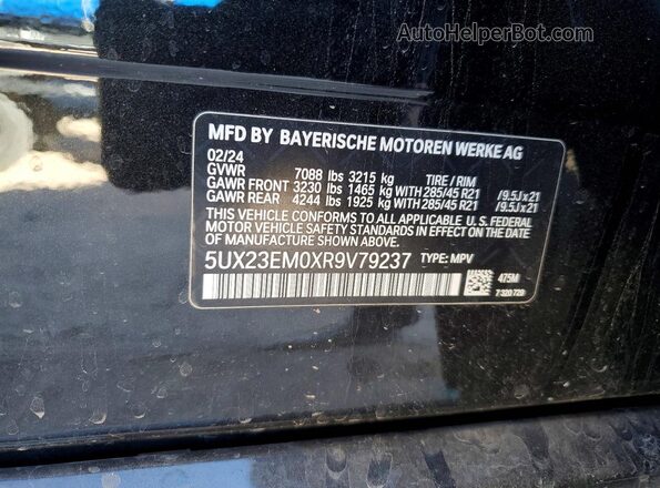 5UX23EM0XR9V79237 2024 BMW X7 Черный Панорамный вид салона 360°