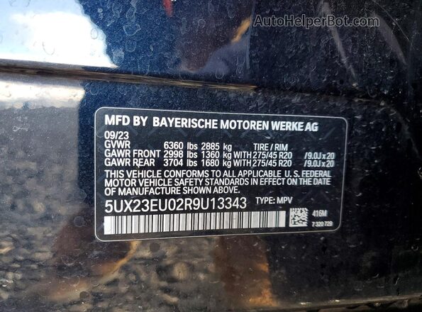 5UX23EU02R9U13343 2024 BMW X5 Blue Widok wnętrza 360 stopni