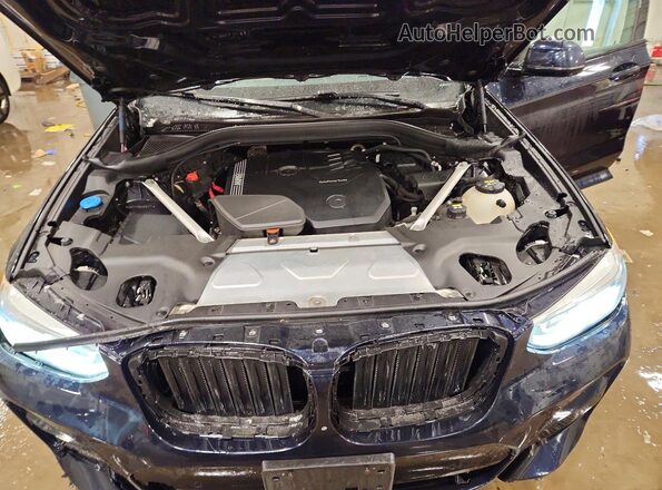 5UX2V1C05M9G61375 2021 BMW X4 Blue ძრავის განყოფილების ხედი