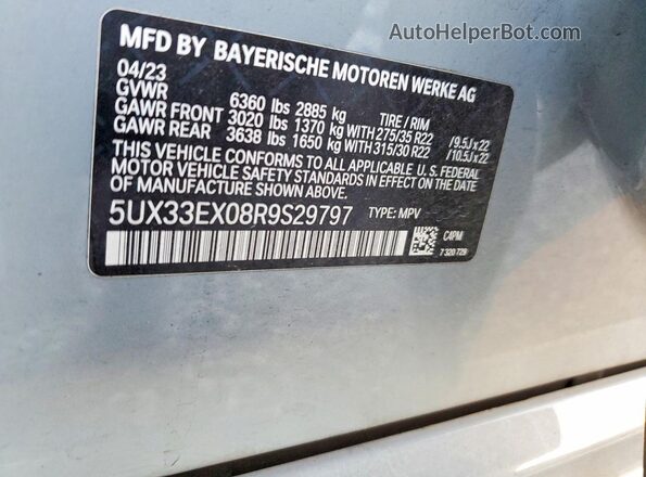 5UX33EX08R9S29797 2024 BMW X6 Silver ძრავის განყოფილების ხედი