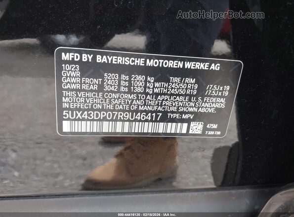 5UX43DP07R9U46417 2024 BMW X3 Черный Вид подкапотного пространства