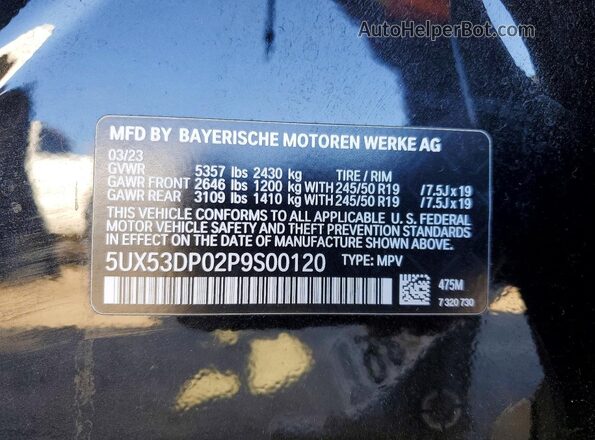 5UX53DP02P9S00120 2023 BMW X3 Black Widok komory silnika