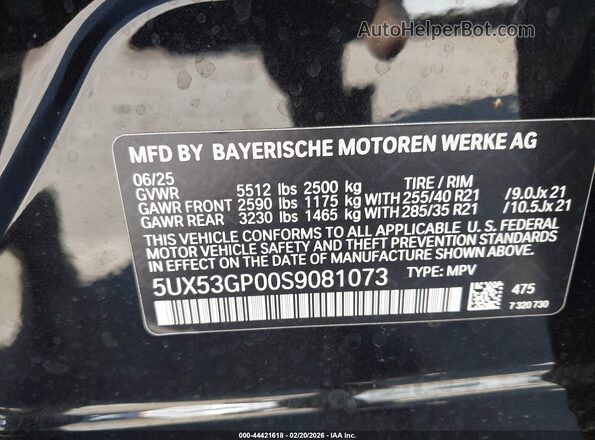 5UX53GP00S9081073 2025 BMW X3 Черный Вид подкапотного пространства