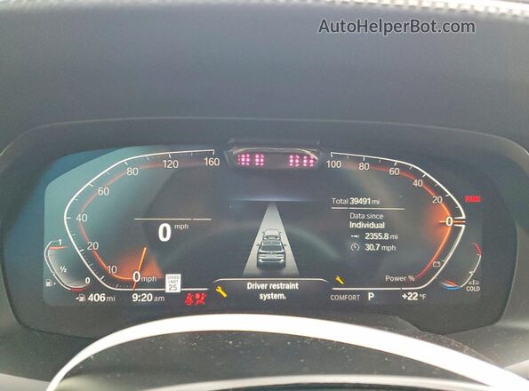 5UXCR6C09N9K65616 2022 BMW X5 White Вид щитка приладів