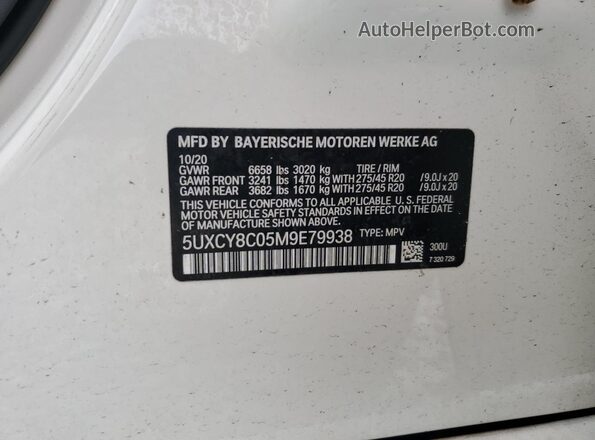 5UXCY8C05M9E79938 2021 BMW X6 White 360 interior view