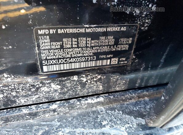 5UXKU0C54K0S97313 2019 BMW X6 Black VIN sticker view