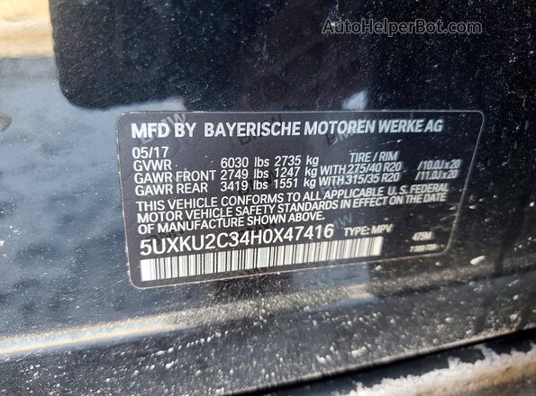5UXKU2C34H0X47416 2017 BMW X6 Black 