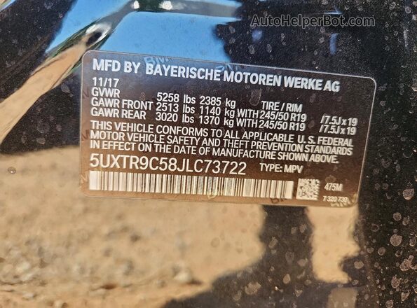 5UXTR9C58JLC73722 2018 BMW X3 Blue 