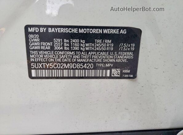 5UXTY5C02M9D85420 2021 BMW X3 Белый 