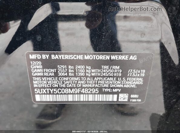 5UXTY5C08M9F48295 2021 BMW X3 Black 