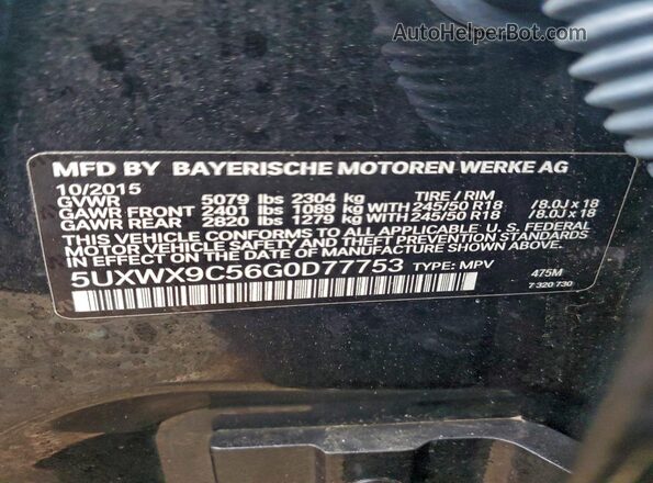5UXWX9C56G0D77753 2016 BMW X3 Black 