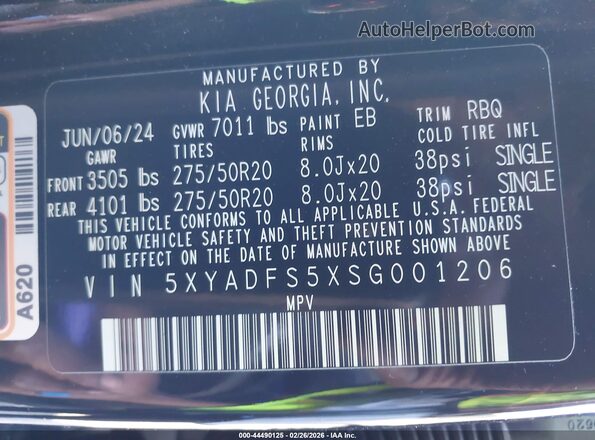 5XYADFS5XSG001206 2025 KIA EV9 Черный Вид подкапотного пространства