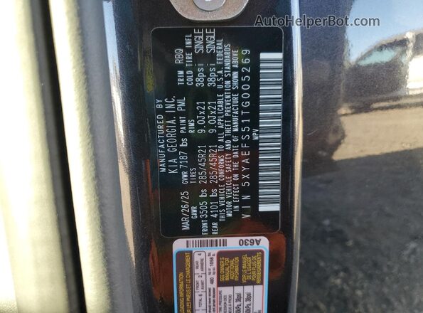 5XYAEFS51TG005269 2026 KIA EV9 Черный Панорамный вид салона 360°