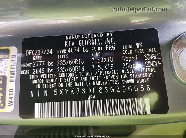 5XYK33DF8SG296656 2025 KIA SPORTAGE Silver 