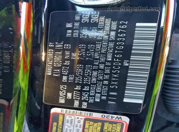 5XYK5CDF6TG336762 2026 KIA SPORTAGE Black VIN კოდის სტიკერის ხედი