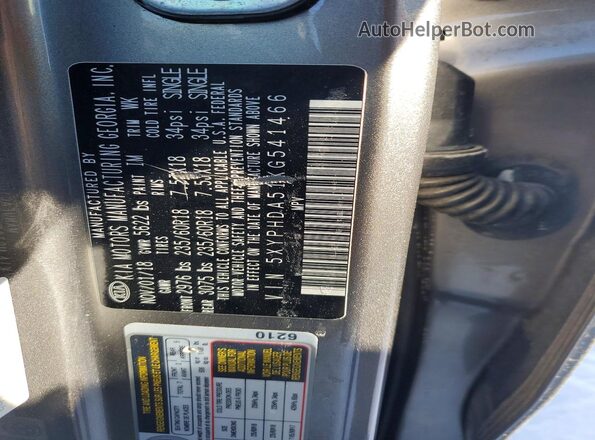 5XYPHDA51KG541466 2019 KIA SORENTO Серый 